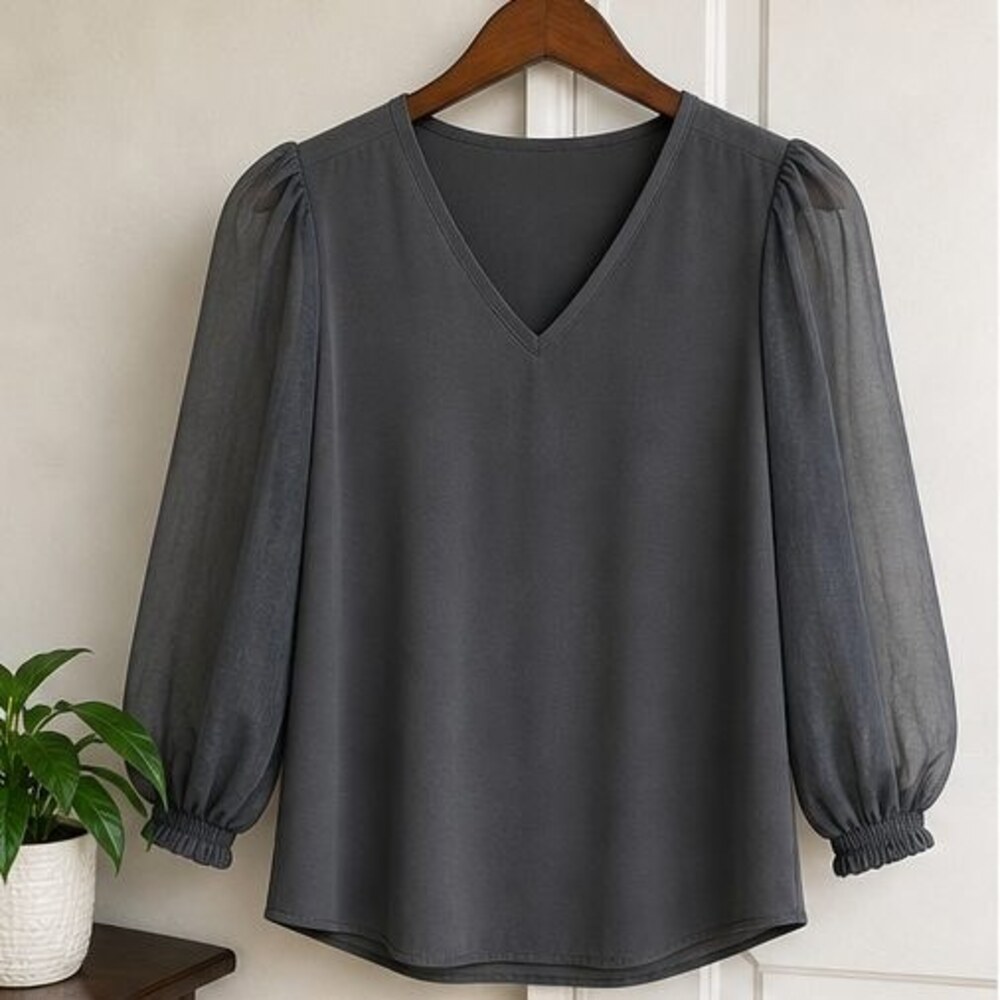 Charcoal Puff Sleeve Top